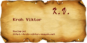 Kroh Viktor névjegykártya